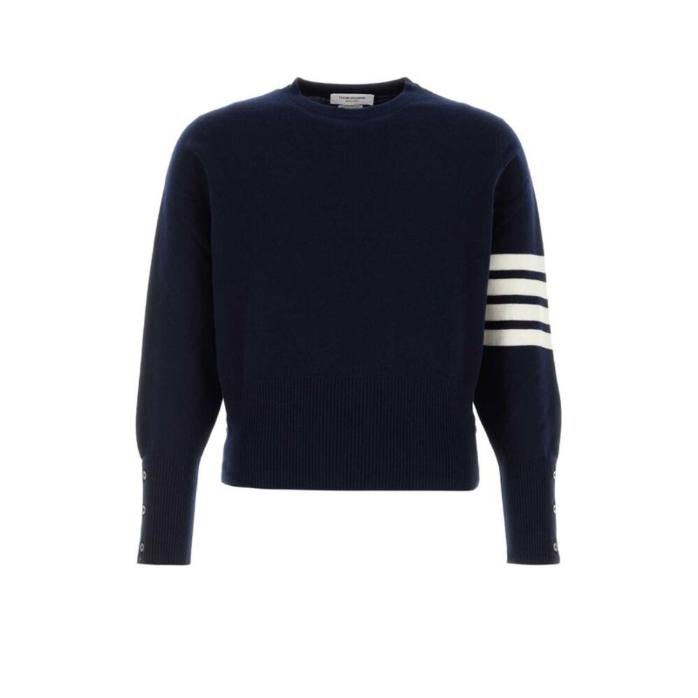 Thom Browne Men Navy Blue Cashmere Sweater